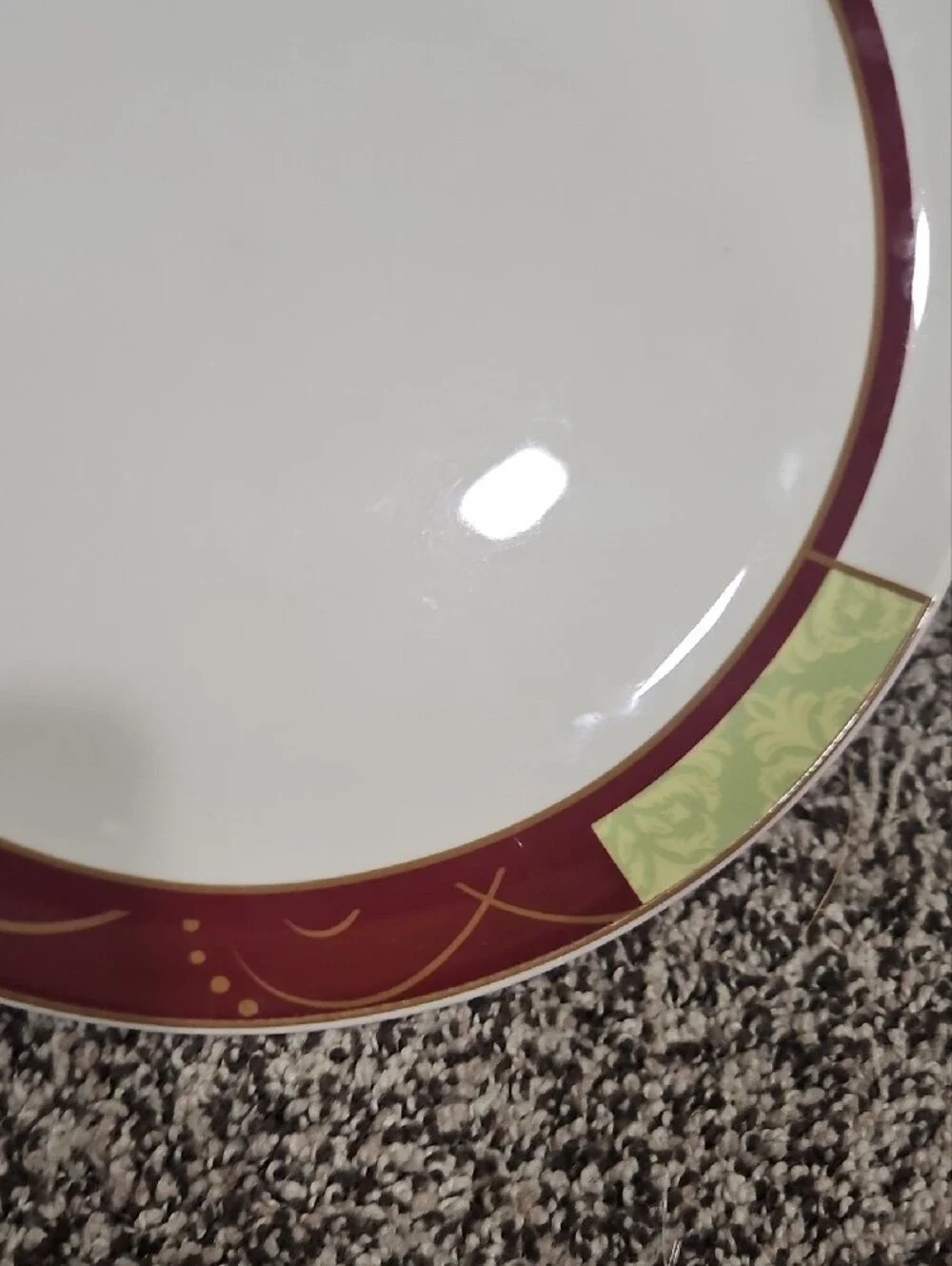 Disney White Dinner Plates with Burgundy and Gold Trim - Set of 2